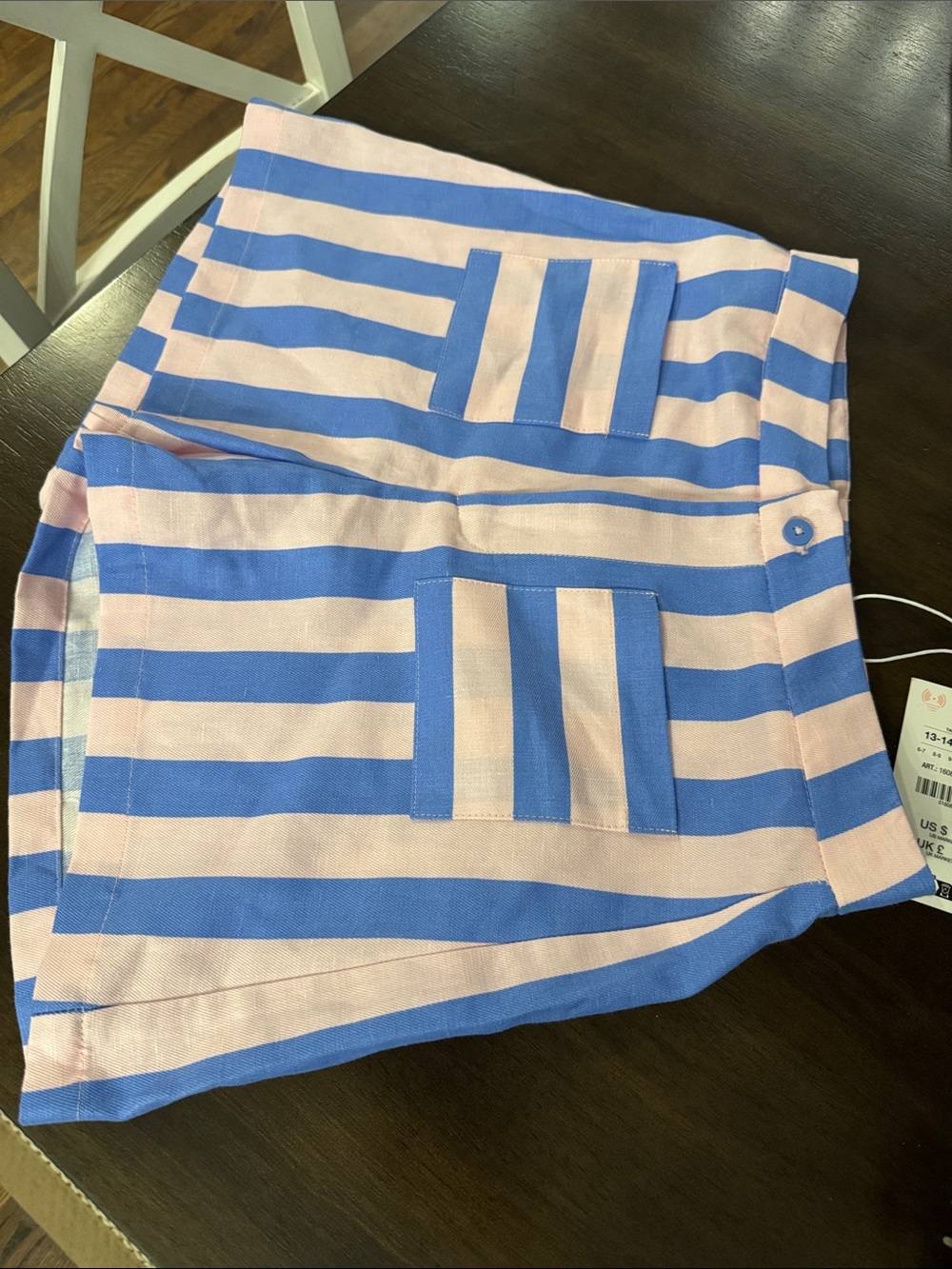 Zara Pink and Blue Horizontal Stripe Bermuda Shorts